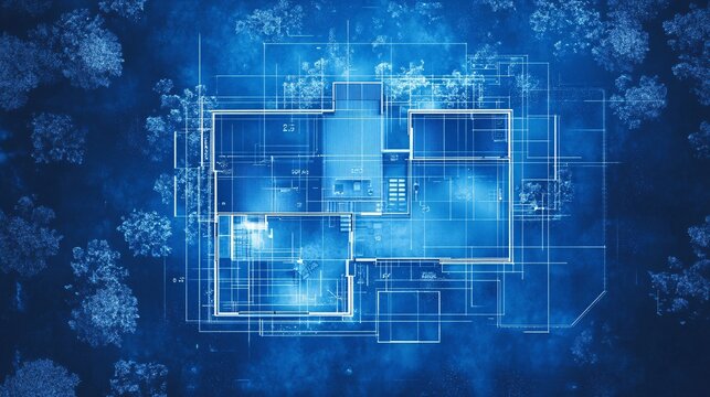 Blueprint of a contemporary home showing security features