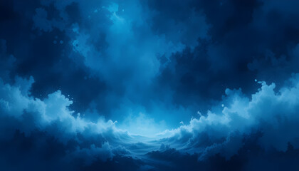 Epic Deep Blue Waves Crashing Over a Celestial Horizon