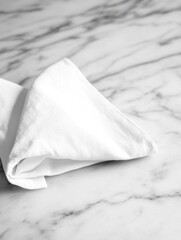 Obraz premium Folded Napkin on Marble Table