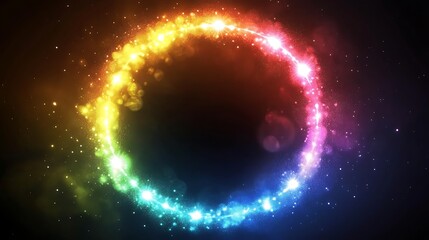 Naklejka premium Rainbow Circle of Sparkling Light and Dust