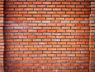 Bright red brick wall background