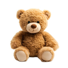 Obraz premium Brown Fluffy Teddy Bear Plush Toy Sitting on White Background