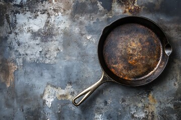 Rustic Cast Iron Pan on a Grunge Surface