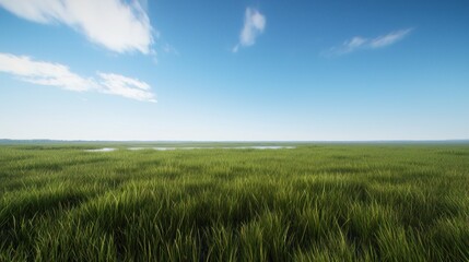 Obraz premium Vast Green Marsh Landscape