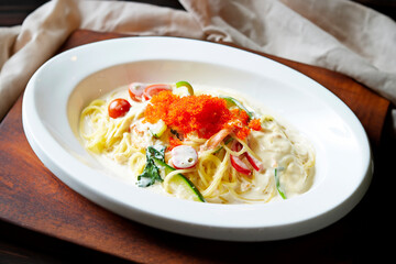 Flying Fish Roe Cream Sauce Pasta