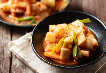 Korean spicy pickles dish , radish kimchi