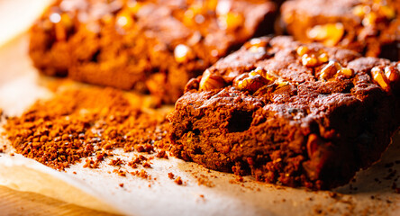 Chocolate nut biscuits on grill pan