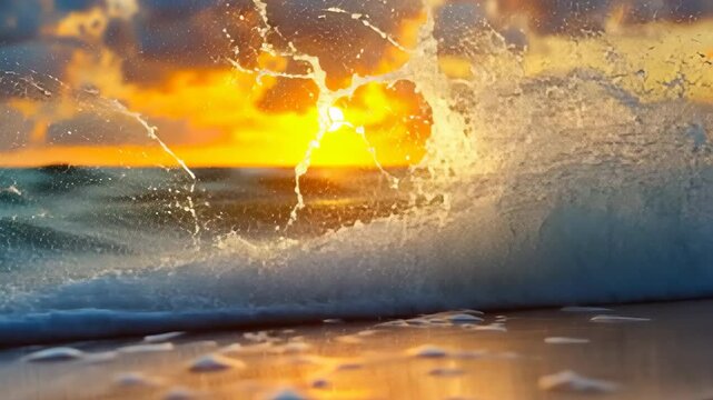 The gentle ebb and flow of the ocean waves create a soothing symphony of pastel hues as they crash against the shore