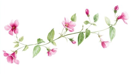 Pink flowers on white background