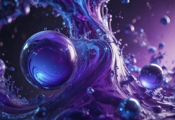 an ethereal, abstract image of a purple and blue swirling liquid with floating bubbles , floating, otherworldly