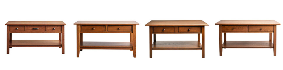 Collection of elegant wooden tables with drawers in a variety of classic modern and rustic styles...