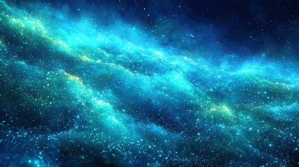 Fototapeta premium A vibrant scene featuring colorful bokeh lights from Christmas garlands in shades of blue and green against a deep navy blue background evoking winter serenity Hyper-detailed