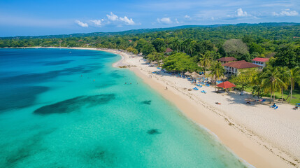 Tropical Sandy Beach with Soft Blue Ocean Waves and Clear Water
