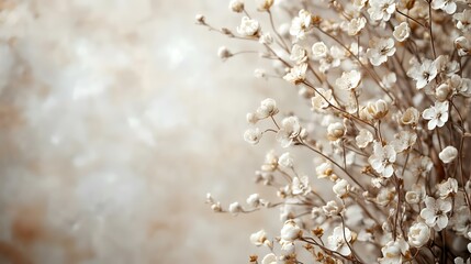 Dried Baby's Breath flowers, rustic background, wedding invitation design