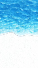 Obraz premium Tranquil Blue Ocean Meets Pristine White Sandy Beach in Watercolor Illustration