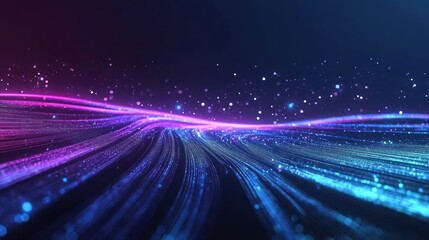 Obraz premium Abstract glowing lines and particles digital art