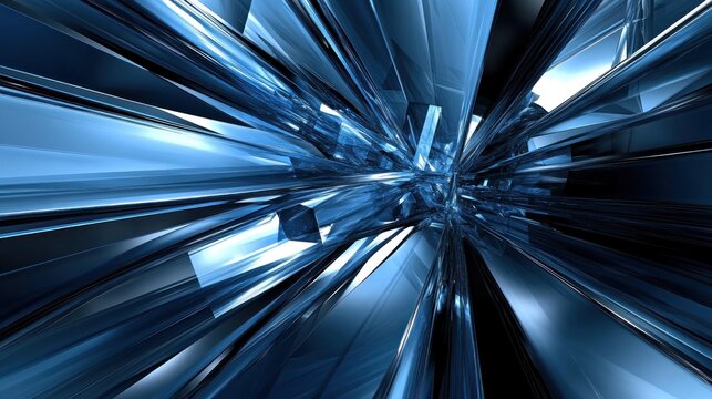 Blue crystal burst; abstract digital art; dark background; website header