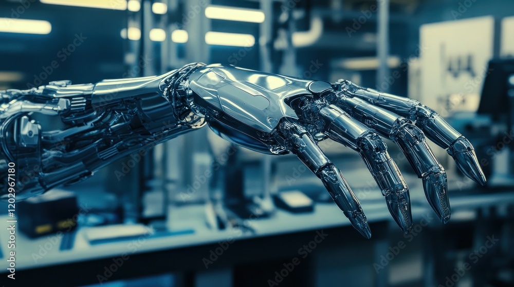 Poster Advanced Robotic Arm Reaches Out In A Laboratory Setting
