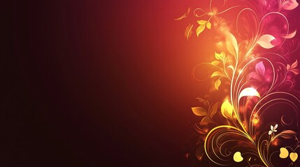 Abstract Red and Gold Floral Design Background