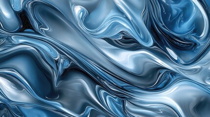 Blue Silver Liquid Close Up