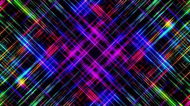 幾何学的な交差する無数の線 虹色グラデーション