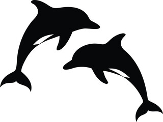 Free SVG of Jumping Dolphin Silhouettes Illustration