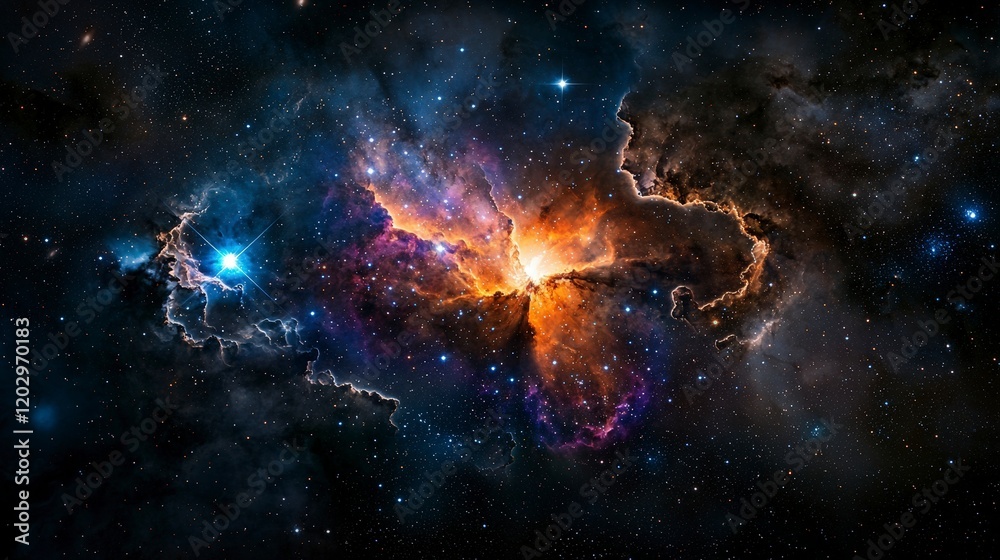Aufkleber Celestial wonders astronomical light pathways illuminating the universe space digital art cosmic environment aerial view