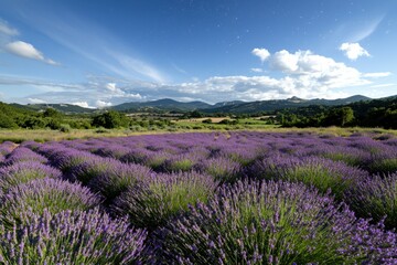Fototapeta premium Lavender fields under the milky way provence landscape night sky aesthetic beauty