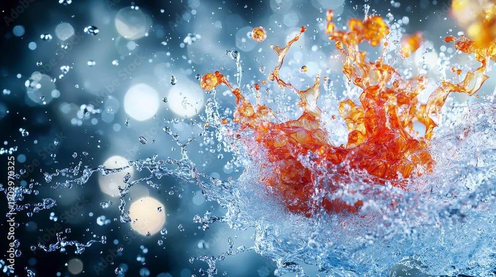 Poster dynamic water splash art capturing colorful energy in nature abstract photography vivid contrast clo