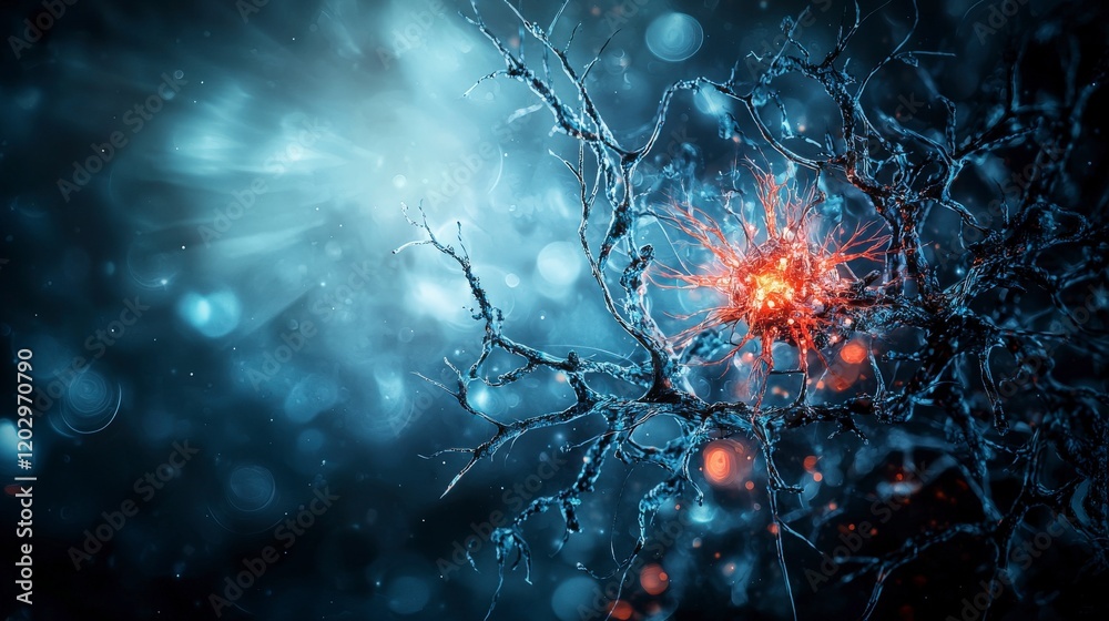 Poster dynamic neural connections abstract digital environment scientific illustration conceptual art close