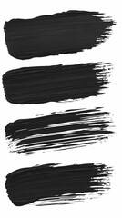 Four Black Paint Strokes Create a Textured and Abstract Design on a White Background