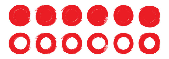 Red grunge circle stamp. Round stamp vector isolated on white background. For grunge badge, seal, ink, and stamp design template.