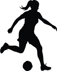Female Soccer Player Silhouette Vector Art