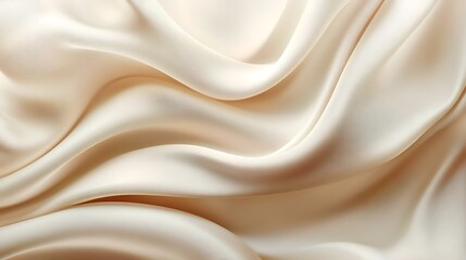 Obraz premium Creamy silk fabric drapes softly, background blurred; ideal for fashion or design