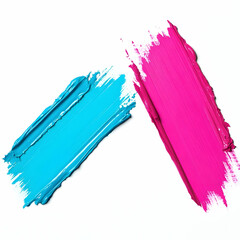 Fototapeta premium Vibrant Blue and Pink Paint Strokes Create a Dynamic Contrast on a Clean White Backdrop