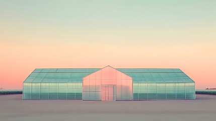 Obraz premium Modern greenhouse sunset agriculture field farming