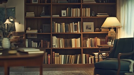 Cozy Reading Nook With Bookshelf And Lamp
