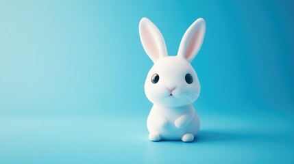 White Rabbit on Blue Surface