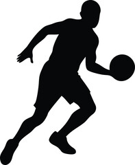 Black Silhouette of a Basketball Player - Vector Graphic