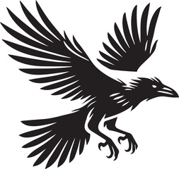 Crow vector illustration in black and white