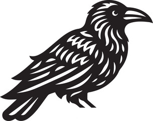 Crow vector illustration in black and white