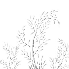 bamboo tree with branches and leaves. Monochrome background