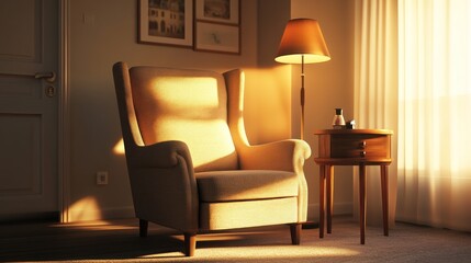 Sunlit Armchair In A Cozy Living Room Setting
