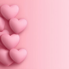 Soft pink hearts clustered on pastel background, evoking romance and warmth