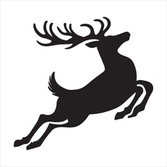 Obraz premium Minimalist Reindeer Silhouette Vector for Holiday Artwork 