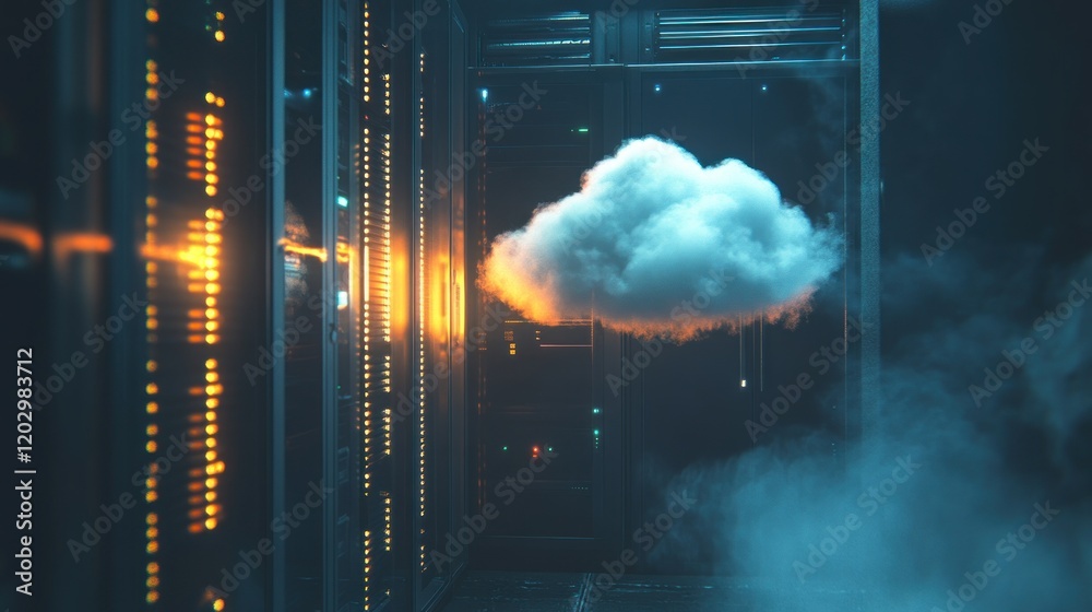 Poster Cloud computing server room infrastructure digital technology