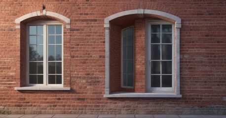 Classic Brick Building with Simple Window Frame , architecture, frame
