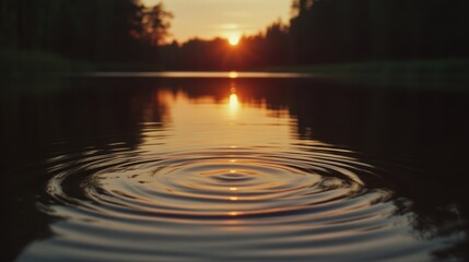 Sunset Ripples Reflecting Golden Hues On Calm Water