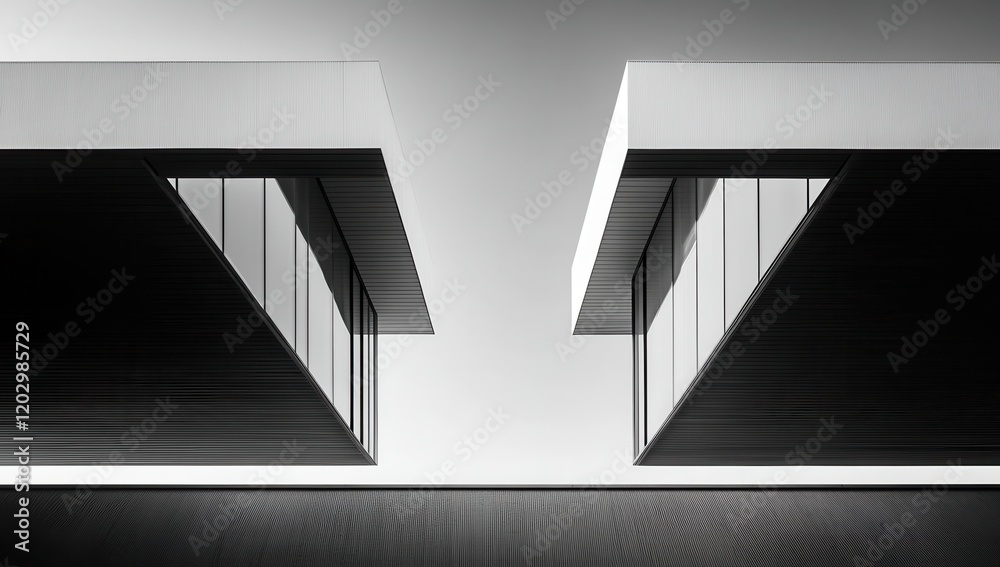 Aufkleber modern architectural abstract with two symmetrical structures featuring clean lines and minimalist d