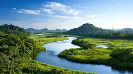 Fototapeta premium Serene River Landscape